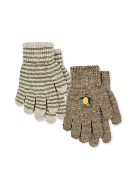 Konges Slojd 2 Pack Filla Gloves Lemon/Stripe koop je bij Babywinkel