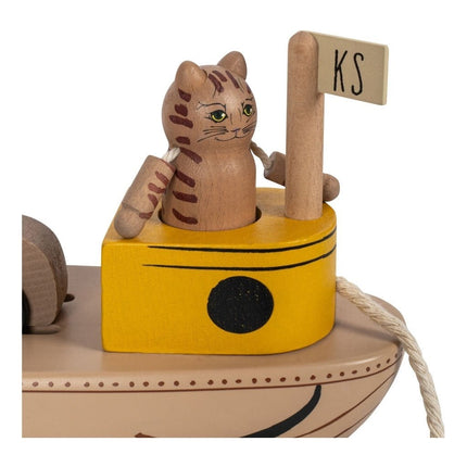 Konges Slojd Houten Speelgoed Boot met Auto'S en Kat - Konges Slojd - Babywinkel - 5715404343510