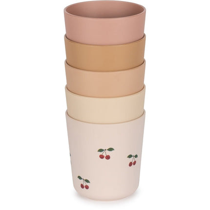 Konges Slojd Kinderservies Set Bekers Cherry Mix 5St - Konges Slojd - Babywinkel - 5715404093736