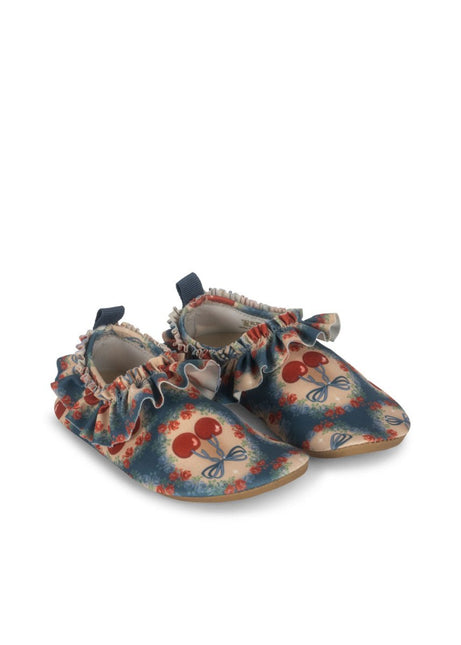 Konges Slojd Maya Swim Shoes Cherry Bow Blue - Babywinkel - 5715681034422