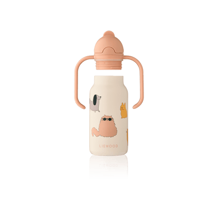 Liewood Kimmie Waterfles Cats and Dogs / Sandy 250ml koop je bij Babywinkel