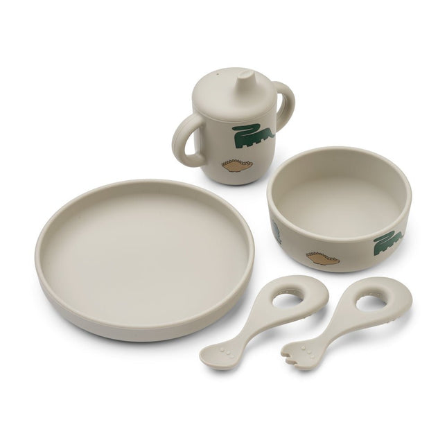 Liewood Kinderservies Set Ryle Dinosaurs/Mist koop je bij Babywinkel