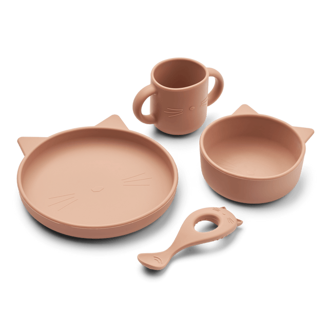 Liewood Kinderservies Set Vivi Cat Dark Rose koop je bij Babywinkel