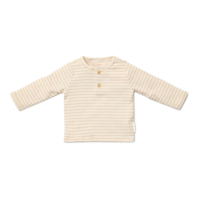 Little Dutch Baby Shirt Lange Mouw Soft Beige Stripe - Babywinkel - 8721122582459