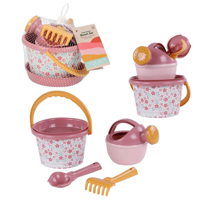 Little Dutch Pink Flower Strandset 9,5cm 5 dlg - Babywinkel - 8712051142388