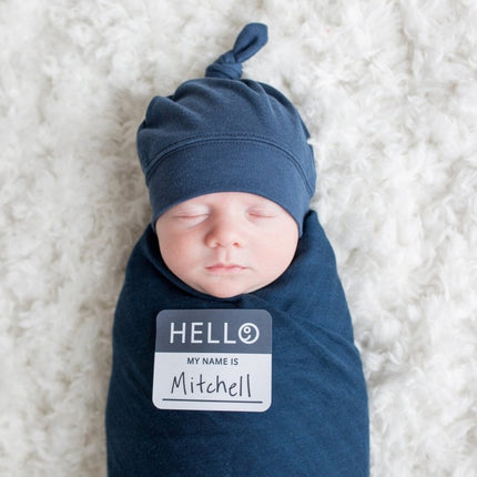 Lulujo Hydrofiele Doek Met Muts En Sticker Navy - Lulujo - Babywinkel - 628233456472