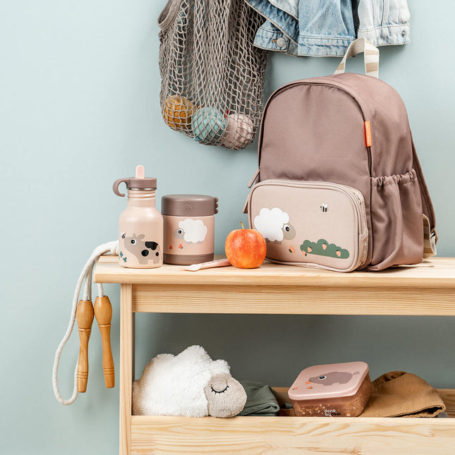 Metalen drinkfles Tiny farm Powder 350 ml koop je bij Babywinkel