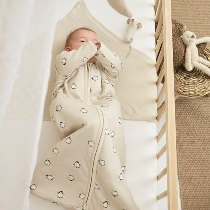 Meyco Baby Penguin Baby Slaapzak Met Afritsbare Mouwen Soft Sand - Meyco - Babywinkel - 4054703823639