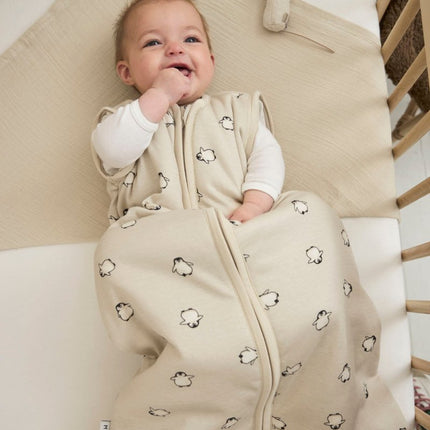 Meyco Baby Penguin Baby Slaapzak Met Afritsbare Mouwen Soft Sand - Meyco - Babywinkel - 4054703823639
