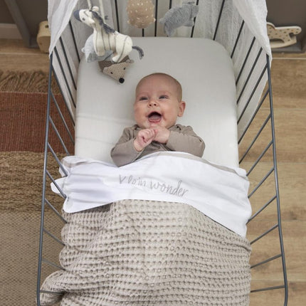 Meyco Baby Wafel Teddy Ledikant Deken Greige 100x150cm - Meyco - Babywinkel - 4054703218022