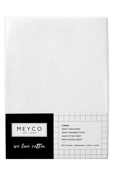 Meyco Hoeslaken Jersey Wit 70x140/150 cm 2st - Meyco - Babywinkel - 4054703652000