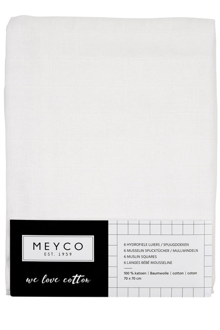 Meyco Hydrofiele Doek 6St Wit - Meyco - Babywinkel - 4054703521009