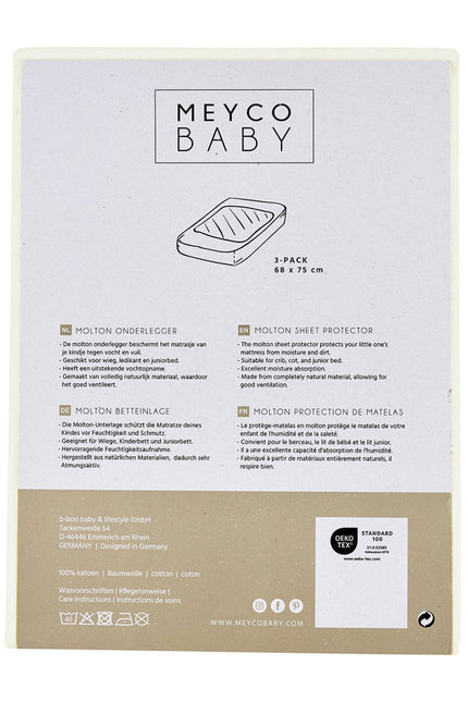 Meyco Molton Hoeslaken White 3St 68X75cm - Meyco - Babywinkel - 4054703507218