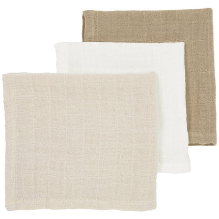 Meyco Monddoekje 3 - Pack Offwhite/Soft Sand/Taupe 30X30cm - Meyco - Babywinkel - 4054703169218