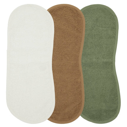 Meyco Monddoekje Schoudermodel 3St Basic Badstof Offwhite/Toffee/Forest Green - Meyco - Babywinkel - 4054703614329