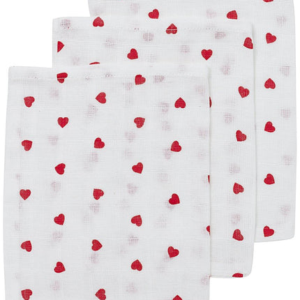 Meyco Washandje Sweet Heart Red 3St 20X17cm - Meyco - Babywinkel - 4054703925913