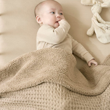 Meyco Wiegdeken Wafel Teddy Taupe 75X100cm - Meyco - Babywinkel - 4054703218114