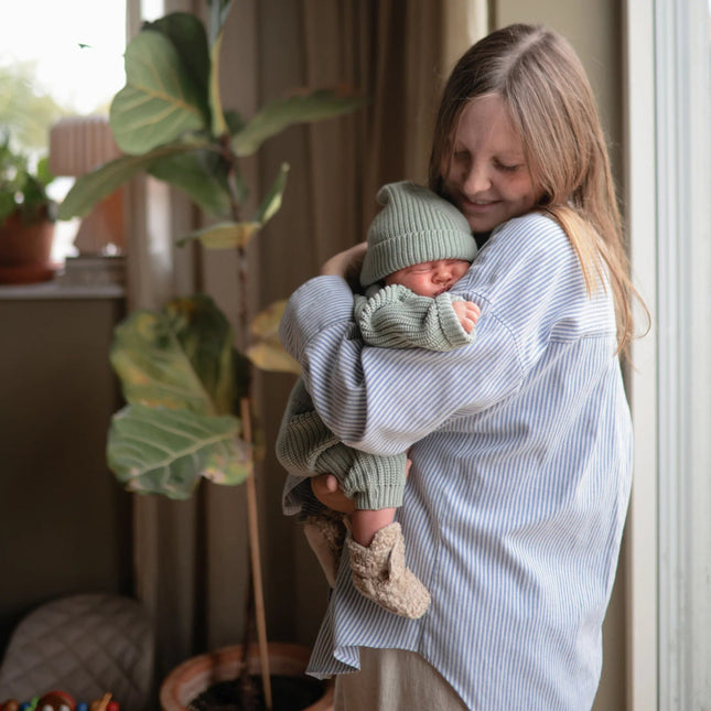 Mushie Baby Broekje Chunky Knit Light Mint - Mushie - Babywinkel - 810052468839