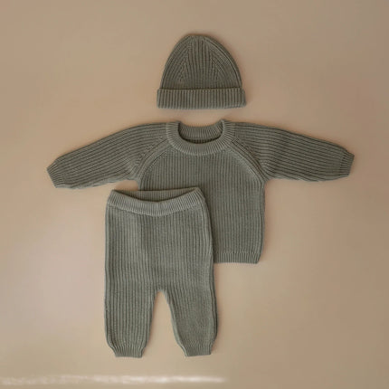 Mushie Baby Sweater Chunky Knit Light Mint - Mushie - Babywinkel - 810052468860