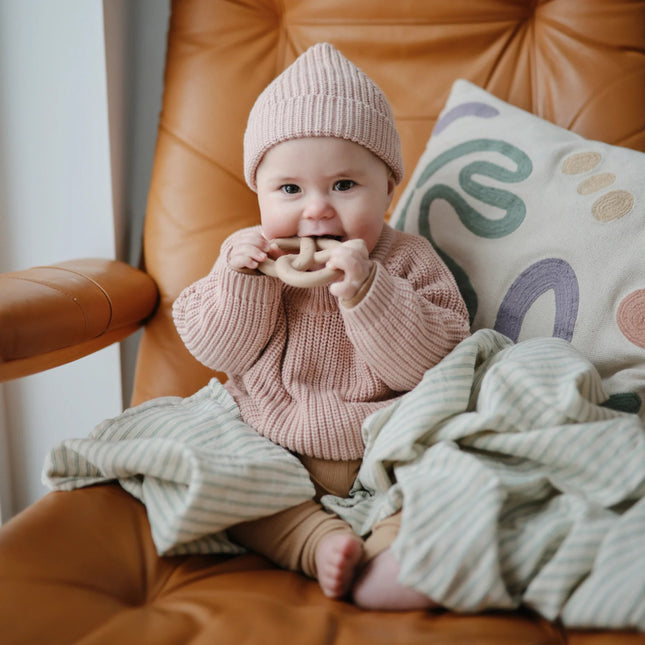 Mushie Babymutsje Chunky Knit Blush - Mushie - Babywinkel - 810052468624
