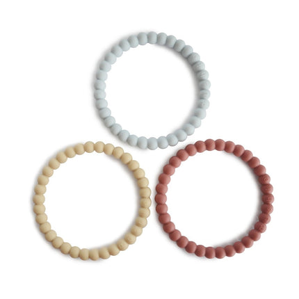 Mushie Bijtring Armband Siliconen Mellow/Terracotta/Periw 3st - Mushie - Babywinkel - 810052462011