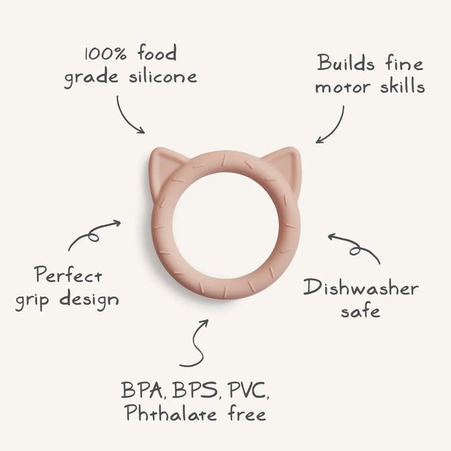 Mushie Bijtring Kat Blush - Mushie - Babywinkel - 810052461021