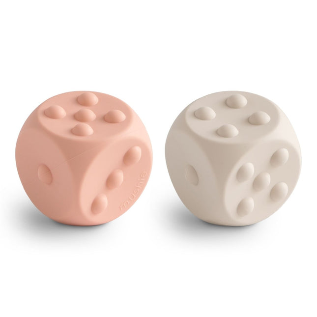 Mushie Educatief Speelgoed Dobbelstenen Blush/Shifting Sands 2st - Babywinkel - 810052467375