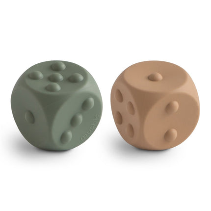 Mushie Educatief Speelgoed Dobbelstenen Dried Thyme/ Naturel 2st - Babywinkel - 810052467399