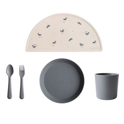 Mushie Giftbox Kinderservies Set Rond Smoke - Mushie - Babywinkel - 5715239022505
