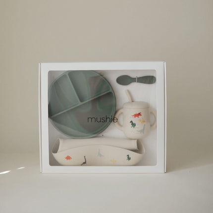 Mushie Giftbox Voeddingsset - Dino koop je bij Babywinkel