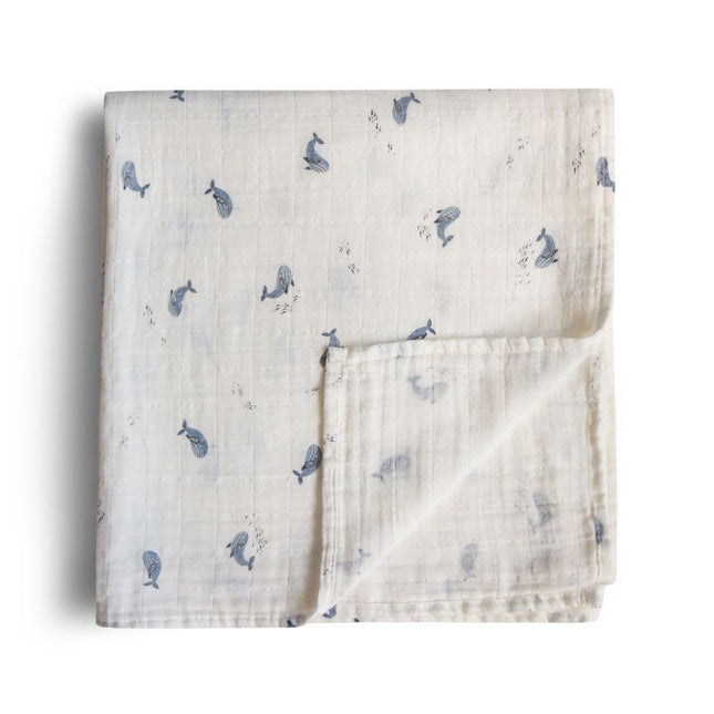 Mushie Hydrofiele Doek Whales 120cm - Mushie - Babywinkel - 810052467818