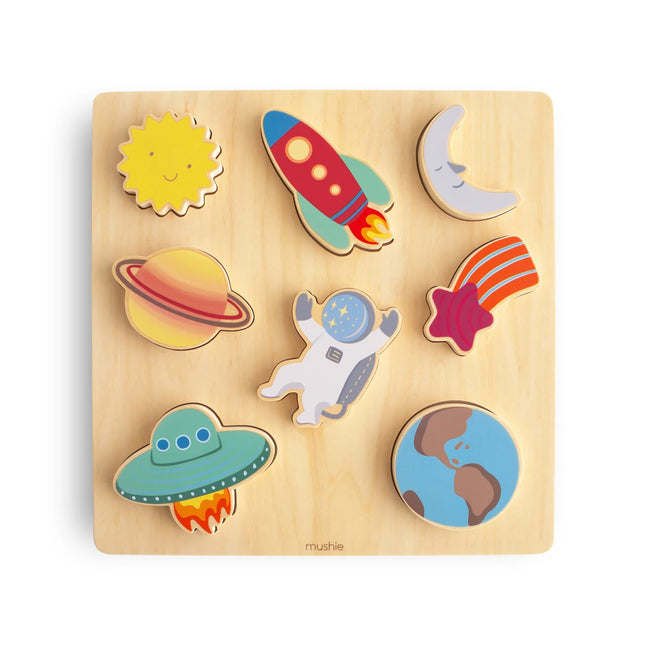 Mushie Puzzel Wooden Space koop je bij Babywinkel