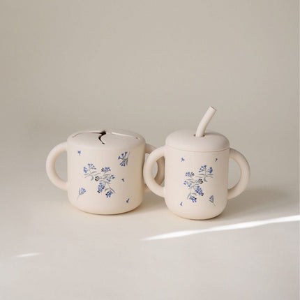 Mushie Silicone Training Cup Rietje Lilac Flowers koop je bij Babywinkel