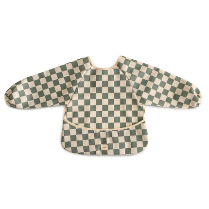 Mushie Slabbetje Lange Mouwen Olive Check - Mushie - Babywinkel - 840355800470