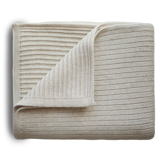 Mushie Wiegdeken Ribbed Beige Melange koop je bij Babywinkel