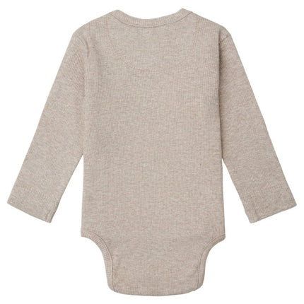 Noppies Romper Lange Mouwen Rib Nino Taupe Melange koop je bij Babywinkel