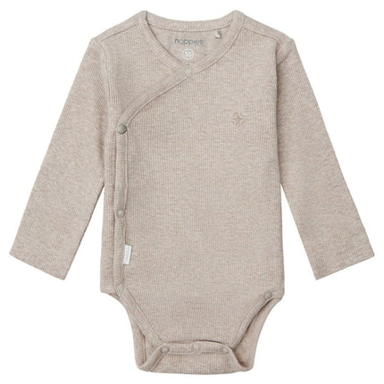Noppies Romper Lange Mouwen Rib Nino Taupe Melange koop je bij Babywinkel