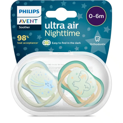 Philips Avent Fopspeen +0 Maanden Air Night Ster/Uil - Philips Avent - Babywinkel - 8720689012843