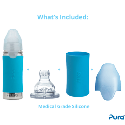 Pura Babyfles Tuitspeen 325Ml Set Grijs 4 delig koop je bij Babywinkel