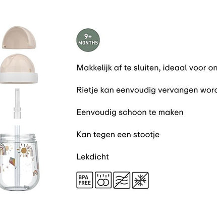 Rietjesbeker Mepal Mio 300 ml - Sunshine & Rainbow - Babywinkel - 8720294048930