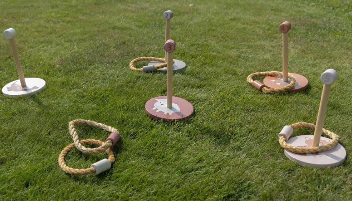 JeP Kids Houten Speelgoed Ring Gooien Taupe/Pink koop je bij Babywinkel
