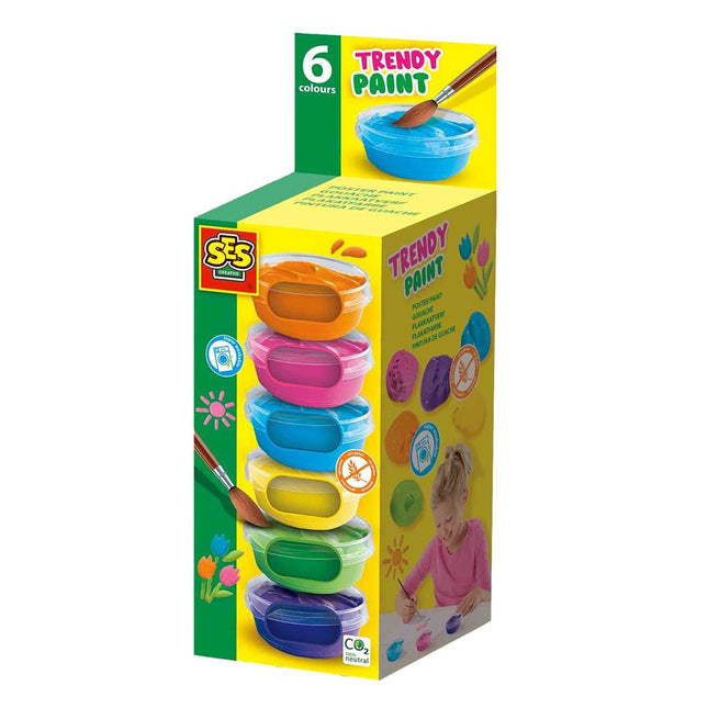 Ses 00382 Plakkaatverf Trendy 6x45ml - Babywinkel - 8710341003821