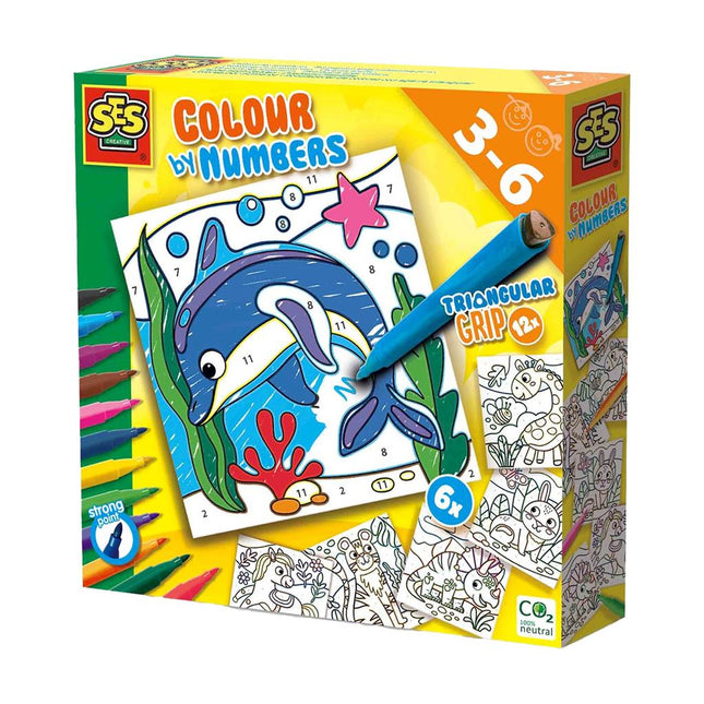 Ses 14690 Kleuren Op Nummer Driehoek Grip Stiften - Babywinkel - 8710341146900