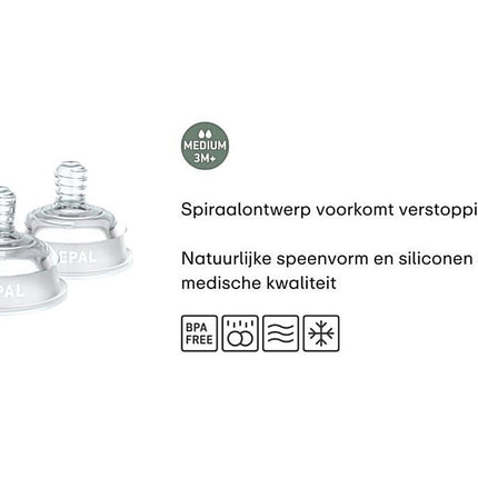 Set flesspeen Mepal Mio 2 - delig medium flow - transparant - Babywinkel - 8720294049272
