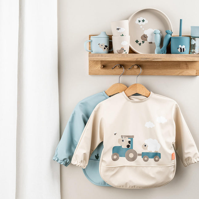 Siliconen drinkbeker met tuit en handvatten Tiny farm Blue koop je bij Babywinkel