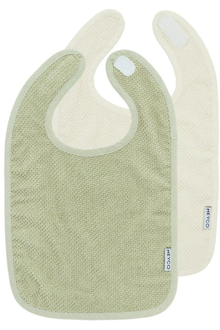 Meyco Slabbetje Popcorn Natural/Soft Olive 2St koop je bij Babywinkel