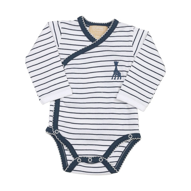 Sophie de Giraf Overslagromper Wit met Blauwe Streep en Sierrandje - Sophie de Giraf - Babywinkel - 3701322713216