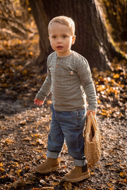T-shirt lange mouw Forest Green Stripe - Babywinkel - 8721122579237