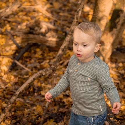 T-shirt lange mouw Forest Green Stripe - Babywinkel - 8721122579237