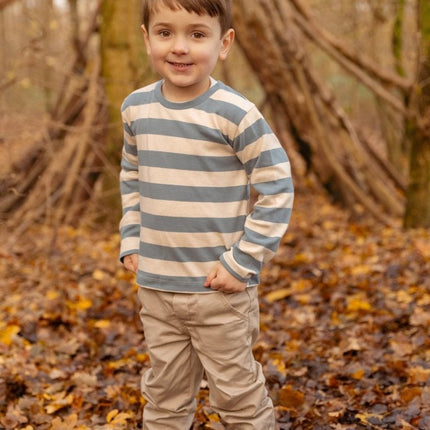 T-shirt lange mouw Stone Blue Stripe - Babywinkel - 8721122579176